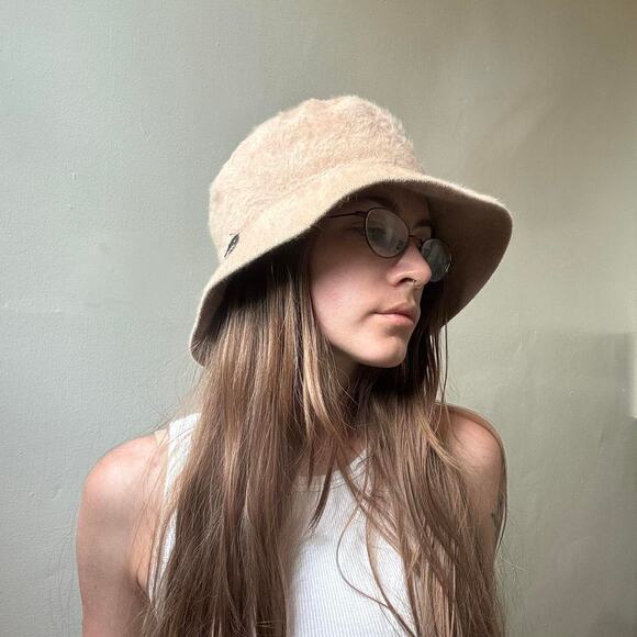 Vintage Camel Fuzzy Kangol Bucket Hat Y2K 90s Streetwear